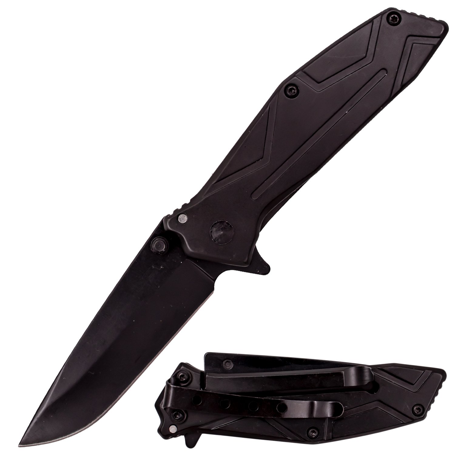 6 Inch MANUAL Folding Knife Black Matte Finish (Angles)