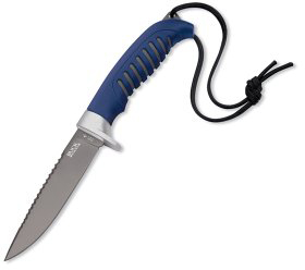 Silver Creek Bait Knife, Blue Thermoplastic, Plastic Sheath