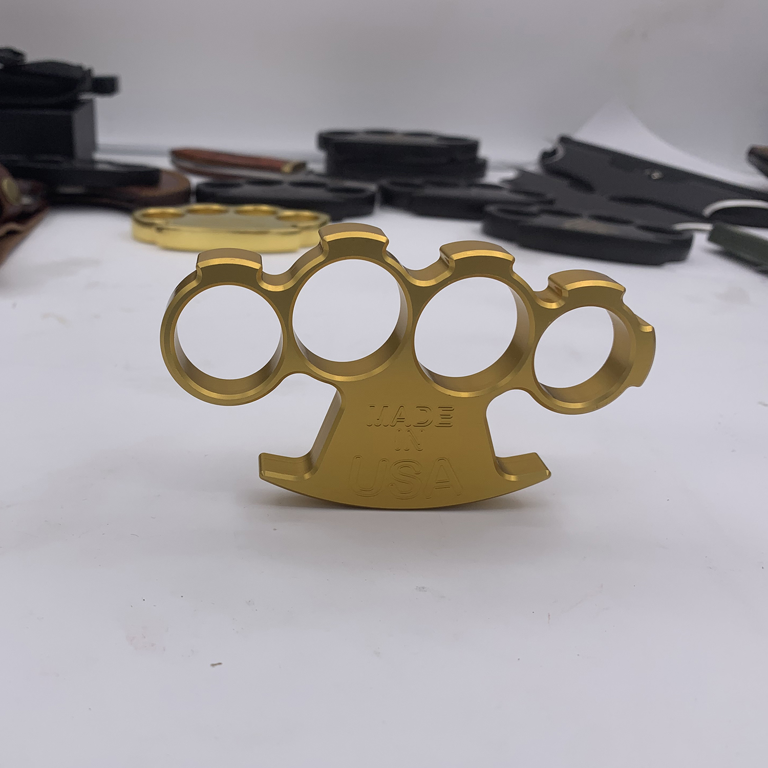 DR GD L American Made Dark Rift Armory CNC Aircraft Aluminum Brass Knuckles Large Gold