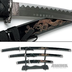 3 Piece Black Dragon Sword Set, 3667