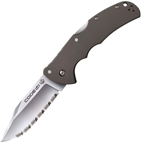 Cold Steel 58TPCCS Aluminum Handle, Satin Clip Point Serrated