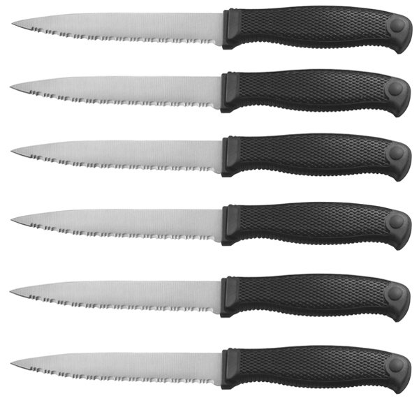 Cold Steel 59KS6Z Steak Knife Set, Black Kraton Handle