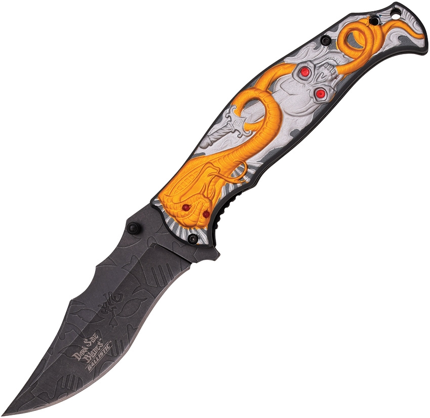 Dark Side DSA032SG Cobra Linerlock A/O Knife, Silver, Gold