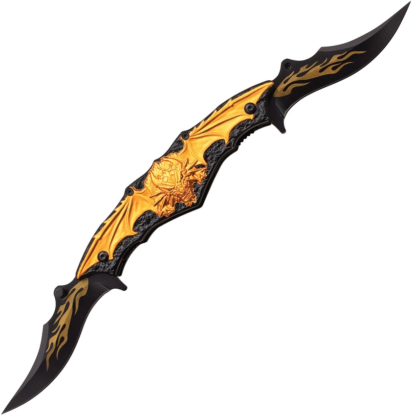 Dark Side DSA037GD Dual Blade Linerlock A/O Knife, Gold