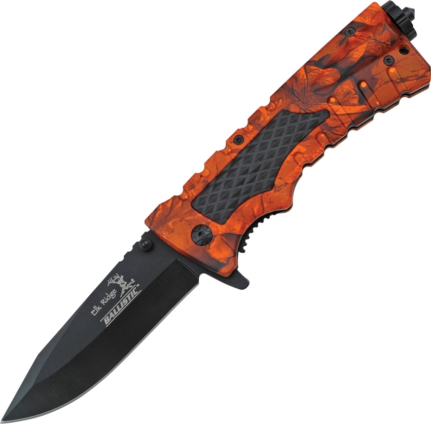 Elk Ridge ERA001OC Linerlock A/O Knife, Orange, Camo