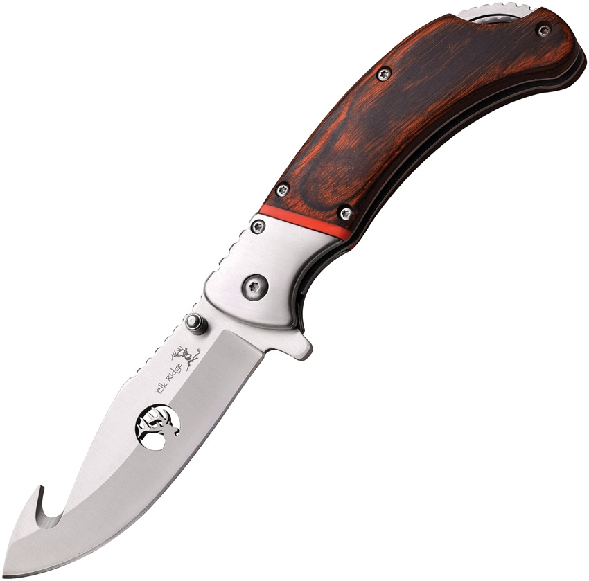 Elk Ridge ERA162HBW Linerlock A/O Knife, Pakkawood