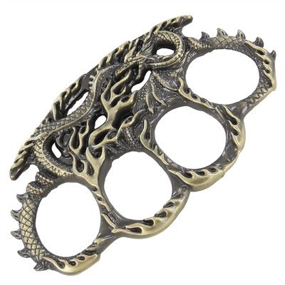 Enter the Dragon Brass Knuckles, Antique Brass