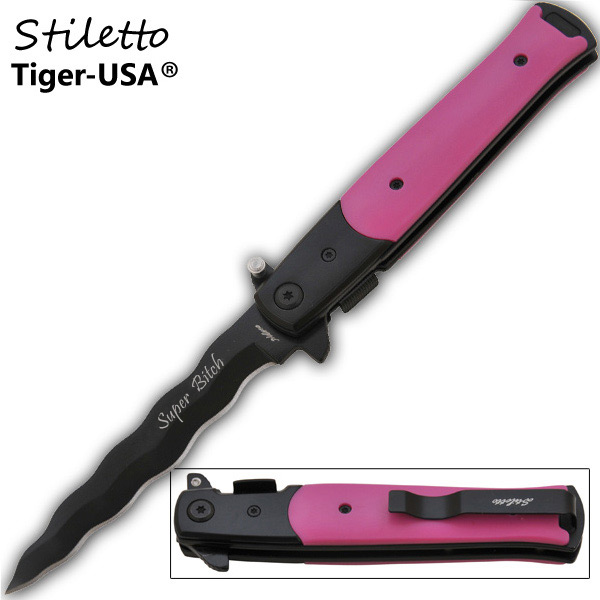 Godfather Stiletto Style Kriss Blade Knife, Red