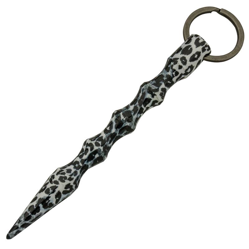 Kubotan, Pointed, Wavy, Black and White Leopard