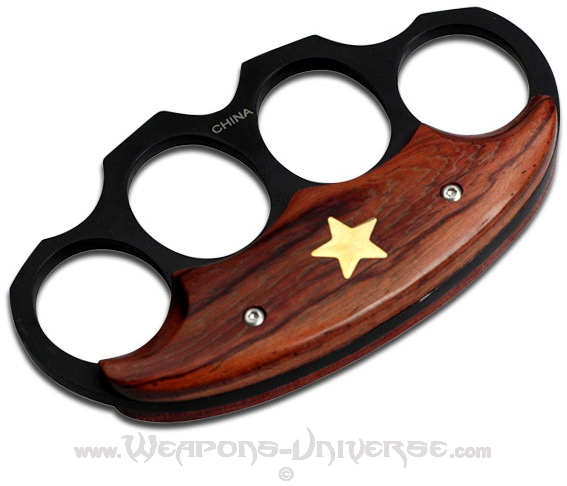 Renegade Brass Knuckles, Black Oxidized, Wood Insert