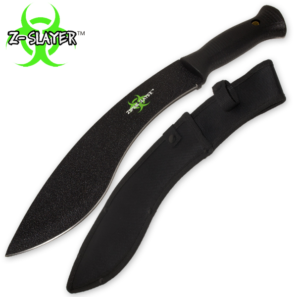 Z-Slayer Undead Blood Gurkha Kukri Full Tang Machete - Black Z-1046-BK